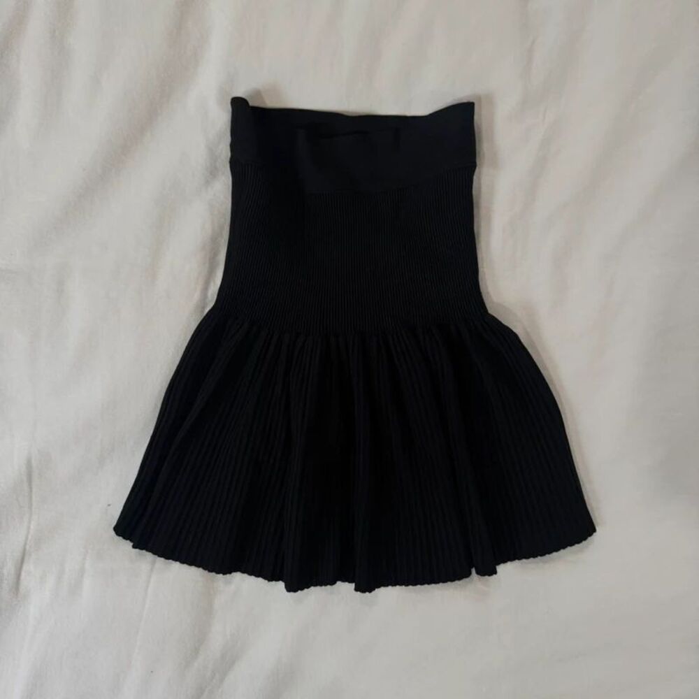 Bcbgmaxazria Black Pleated Strapless top Women's XXS